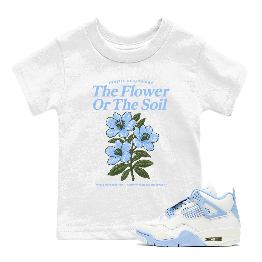 The Flower Or The Soil snkmatch Tees Kids - Air Jordan 4 Forget Me Not