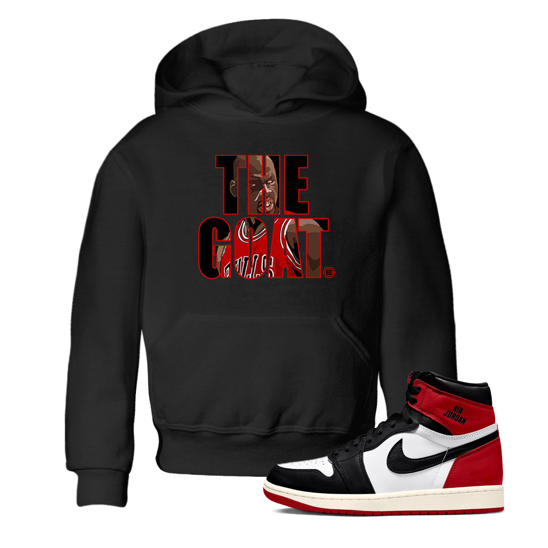 The Goat snkmatch Tees Kids - Air Jordan 1 Black Toe Reimagined