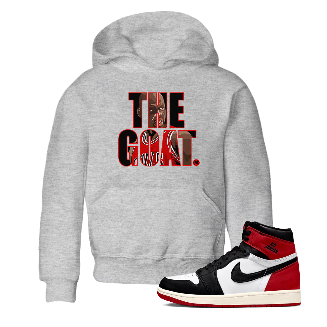 The Goat snkmatch Tees Kids - Air Jordan 1 Black Toe Reimagined