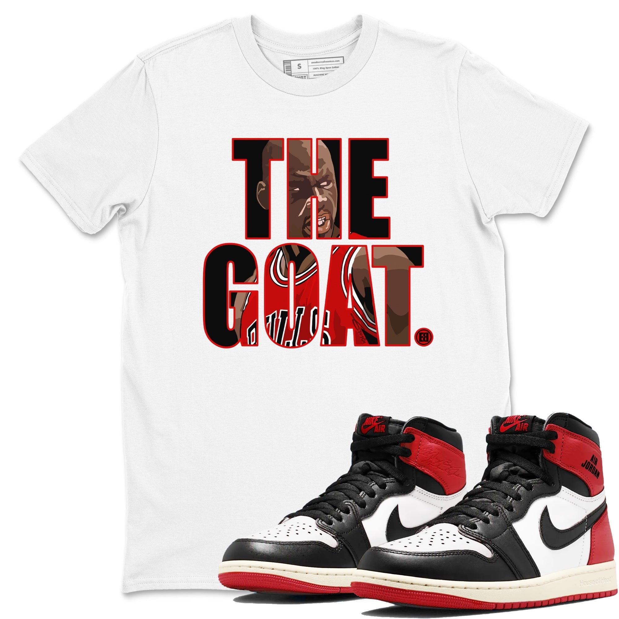 The Goat snkmatch Tees - Air Jordan 1 Black Toe Reimagined