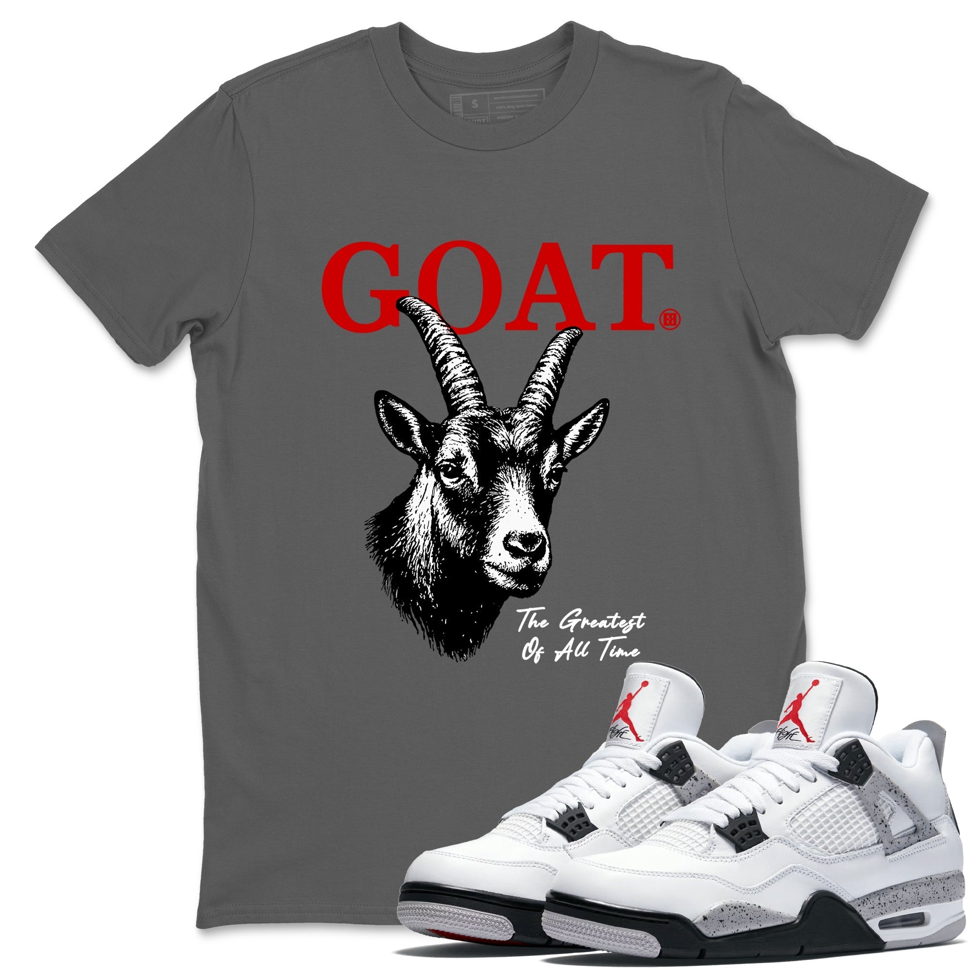 The Greatest Of All Time snkmatch Tees - Air Jordan 4 White Cement