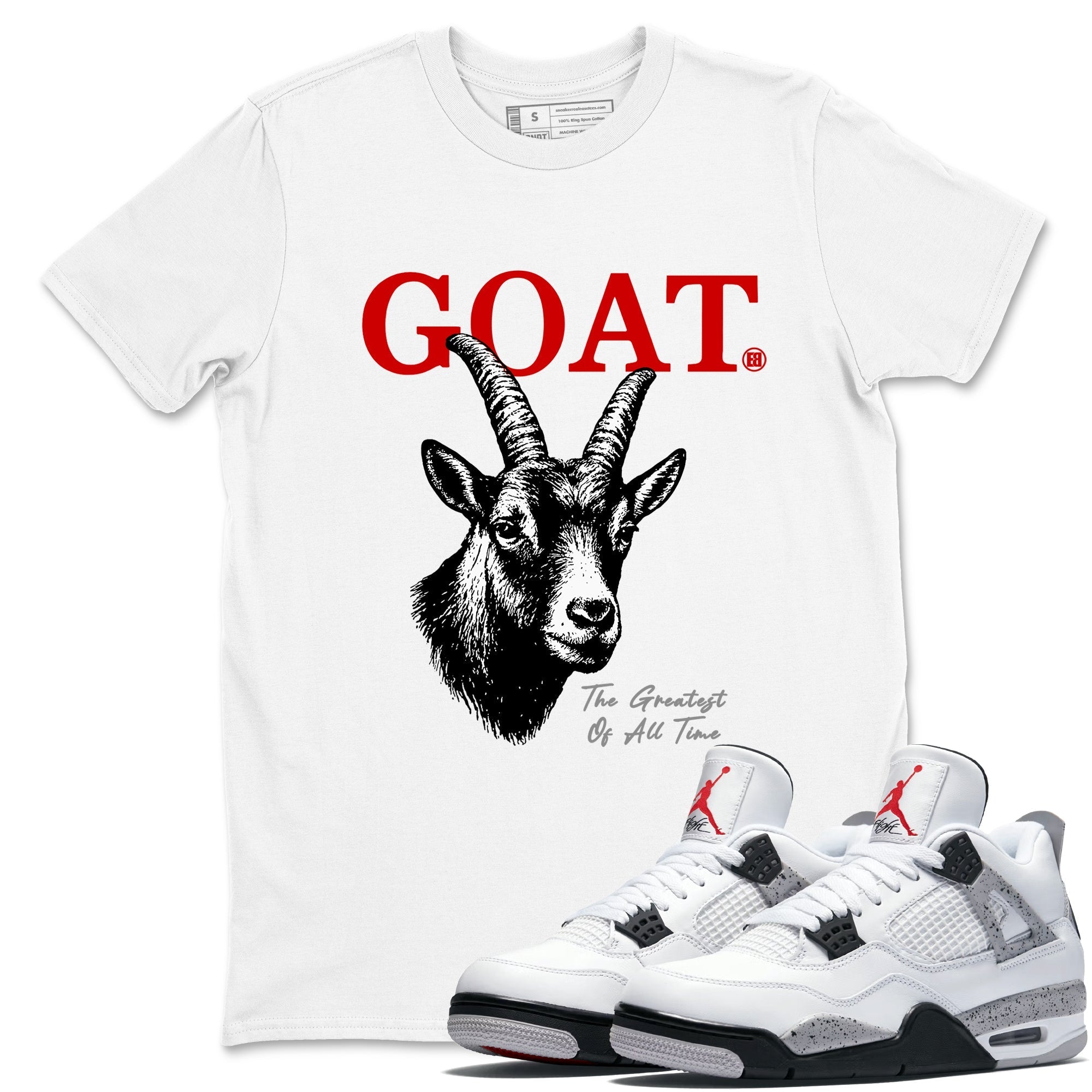 The Greatest Of All Time snkmatch Tees - Air Jordan 4 White Cement