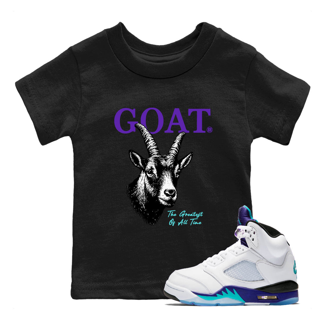 The Greatest Of All Time snkmatch Tees Kids - Air Jordan 5 Grape