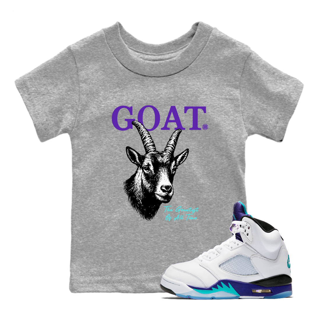 The Greatest Of All Time snkmatch Tees Kids - Air Jordan 5 Grape