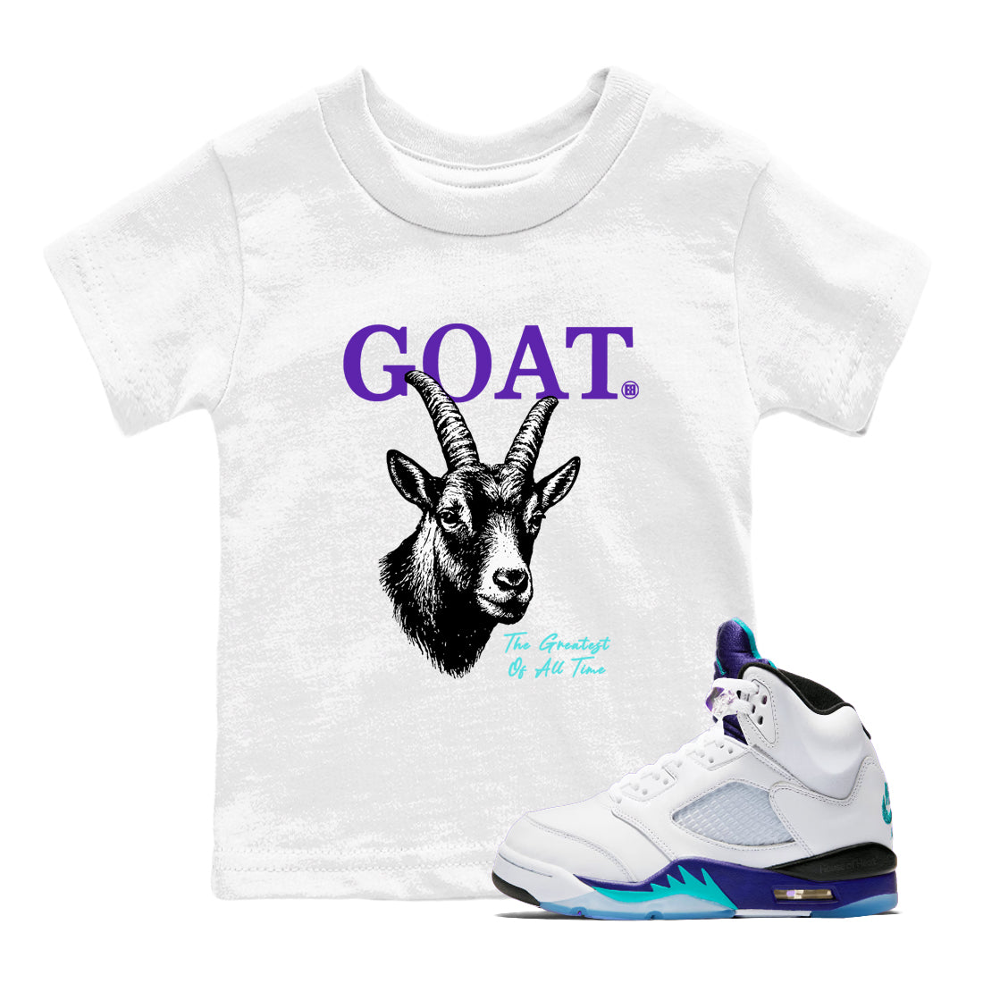 The Greatest Of All Time snkmatch Tees Kids - Air Jordan 5 Grape