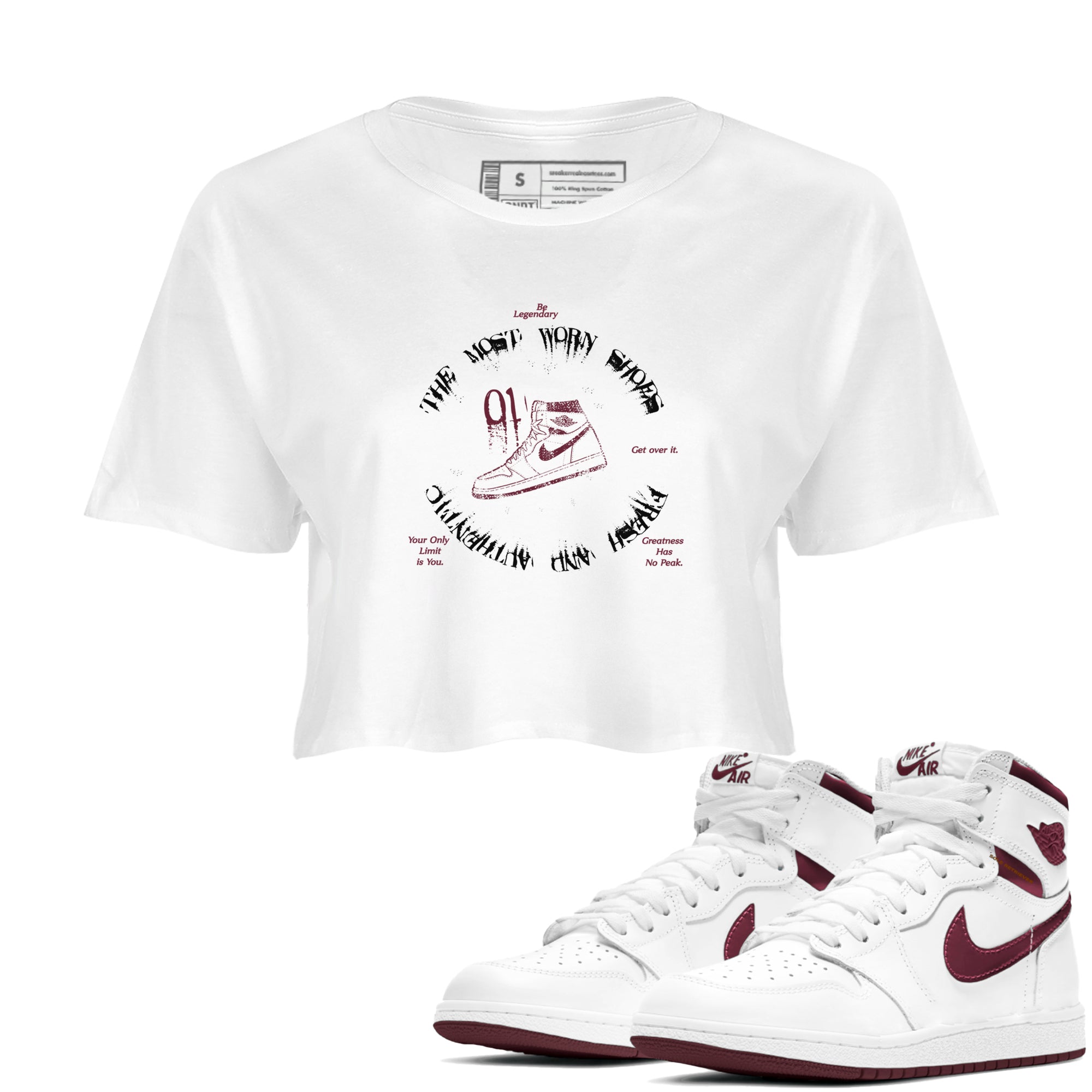 The Most Worn Shoes snkmatch Women's Top - Air Jordan 1 Metallic Burgundy