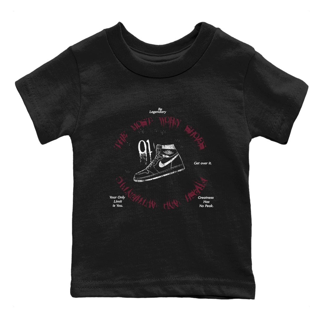 The Most Worn Shoes snkmatch Tees Kids - Air Jordan 1 Metallic Burgundy