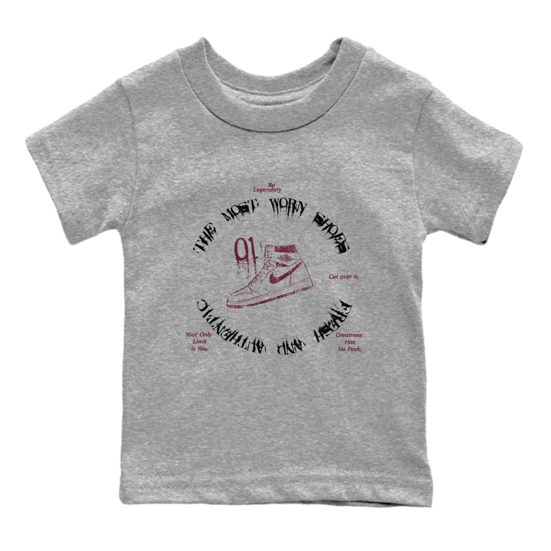 The Most Worn Shoes snkmatch Tees Kids - Air Jordan 1 Metallic Burgundy