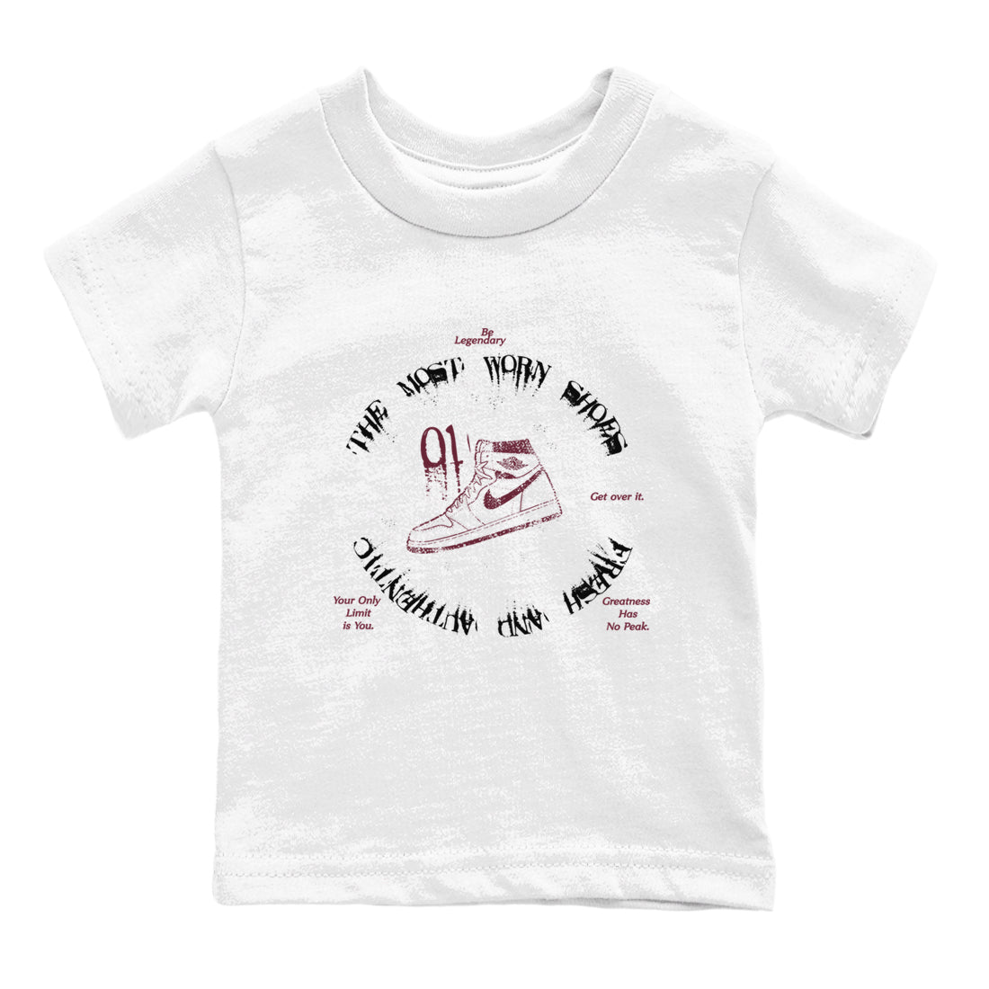 The Most Worn Shoes snkmatch Tees Kids - Air Jordan 1 Metallic Burgundy