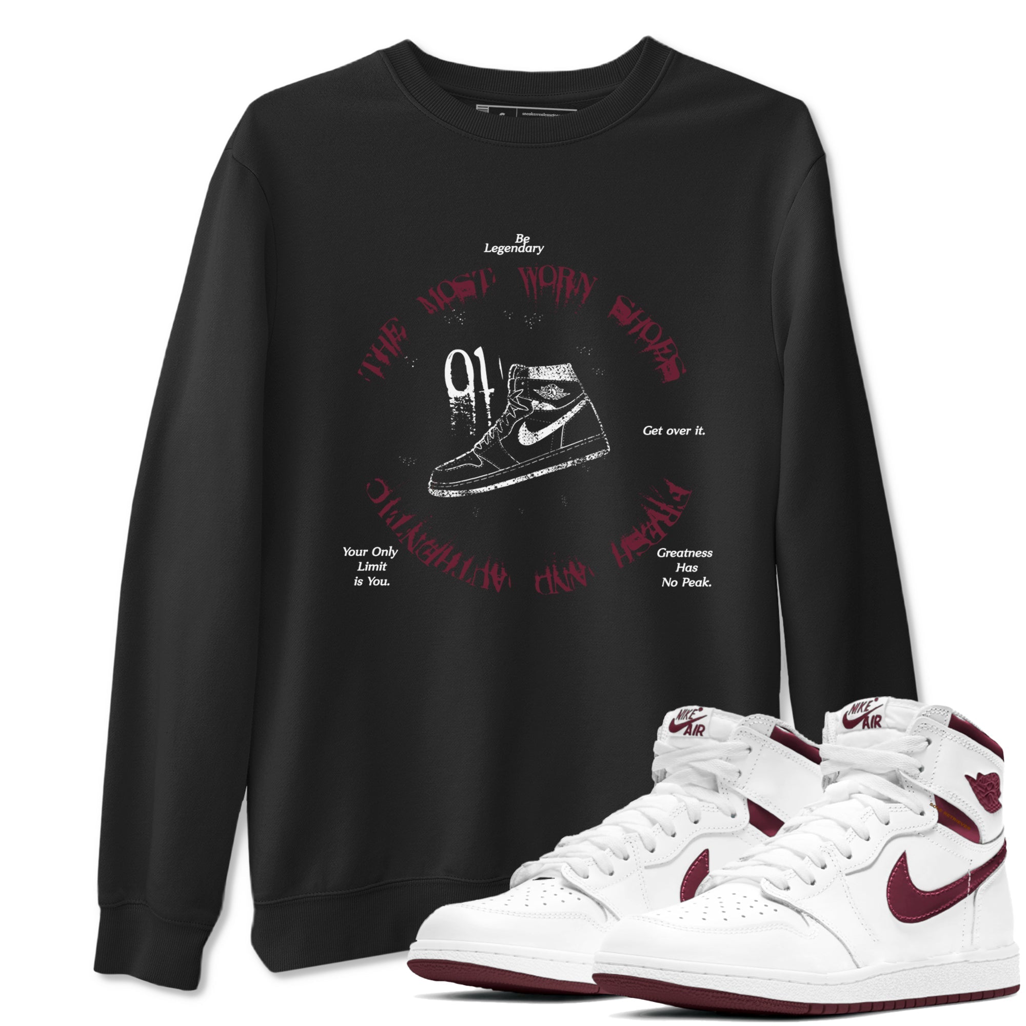 The Most Worn Shoes snkmatch Tees - Air Jordan 1 Metallic Burgundy