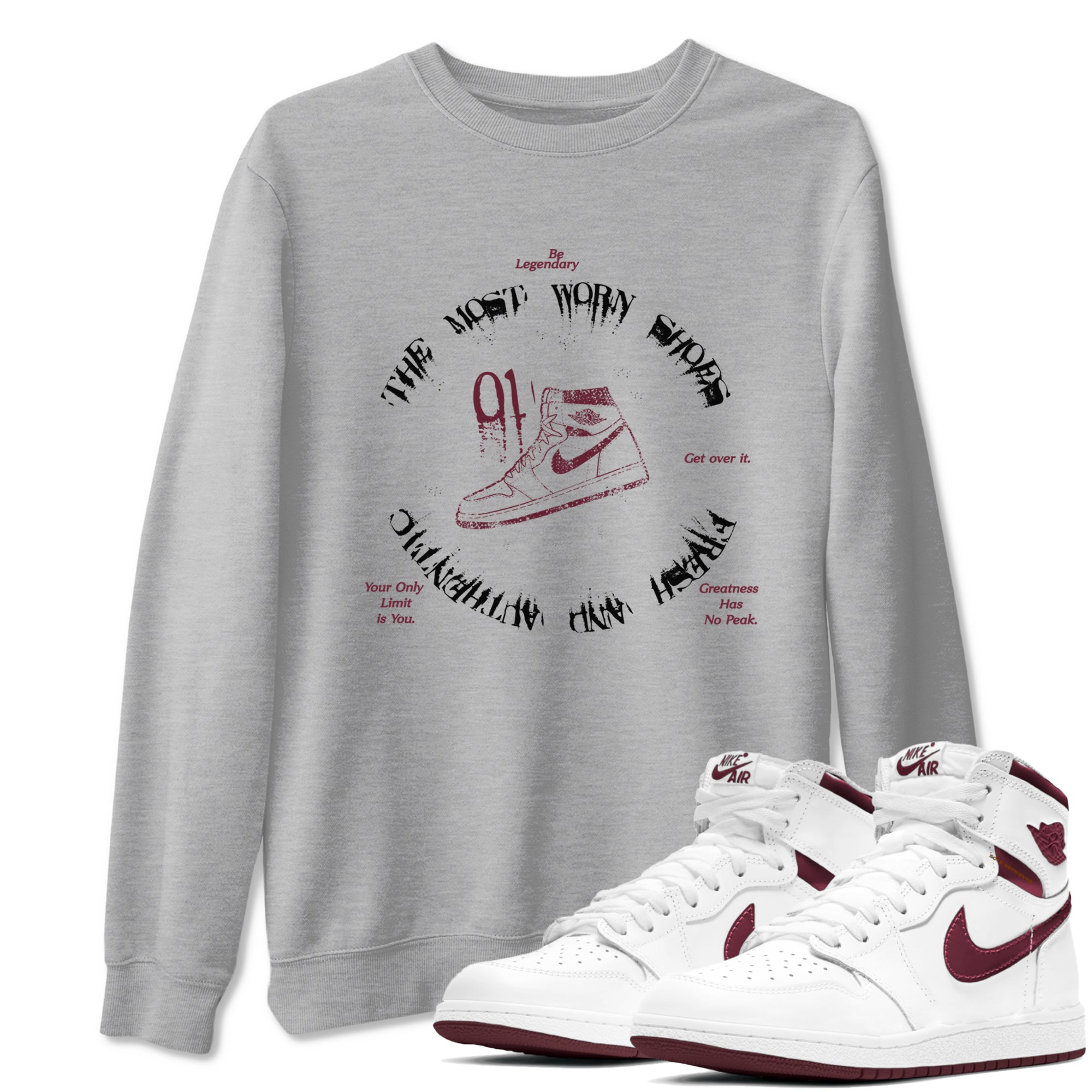 The Most Worn Shoes snkmatch Tees - Air Jordan 1 Metallic Burgundy
