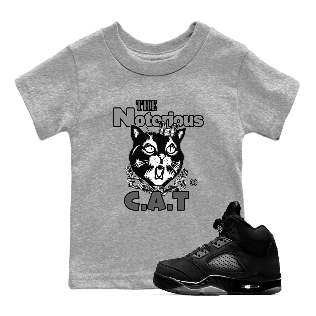 The Notorious Cat snkmatch Tees Kids - Air Jordan 5 Black Cat