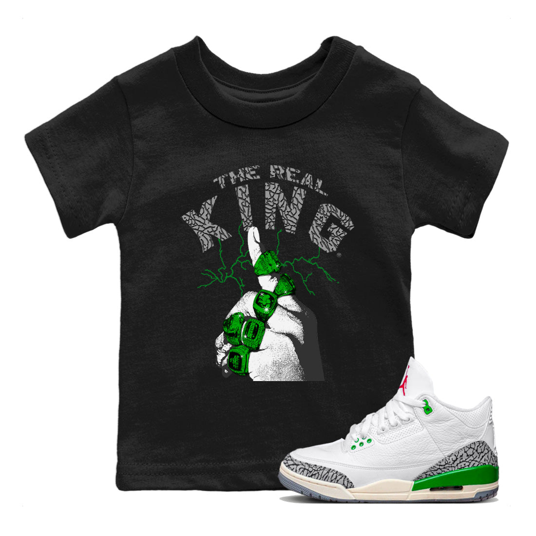 The Real King Kids Tops - Air Jordan 3 Lucky Green
