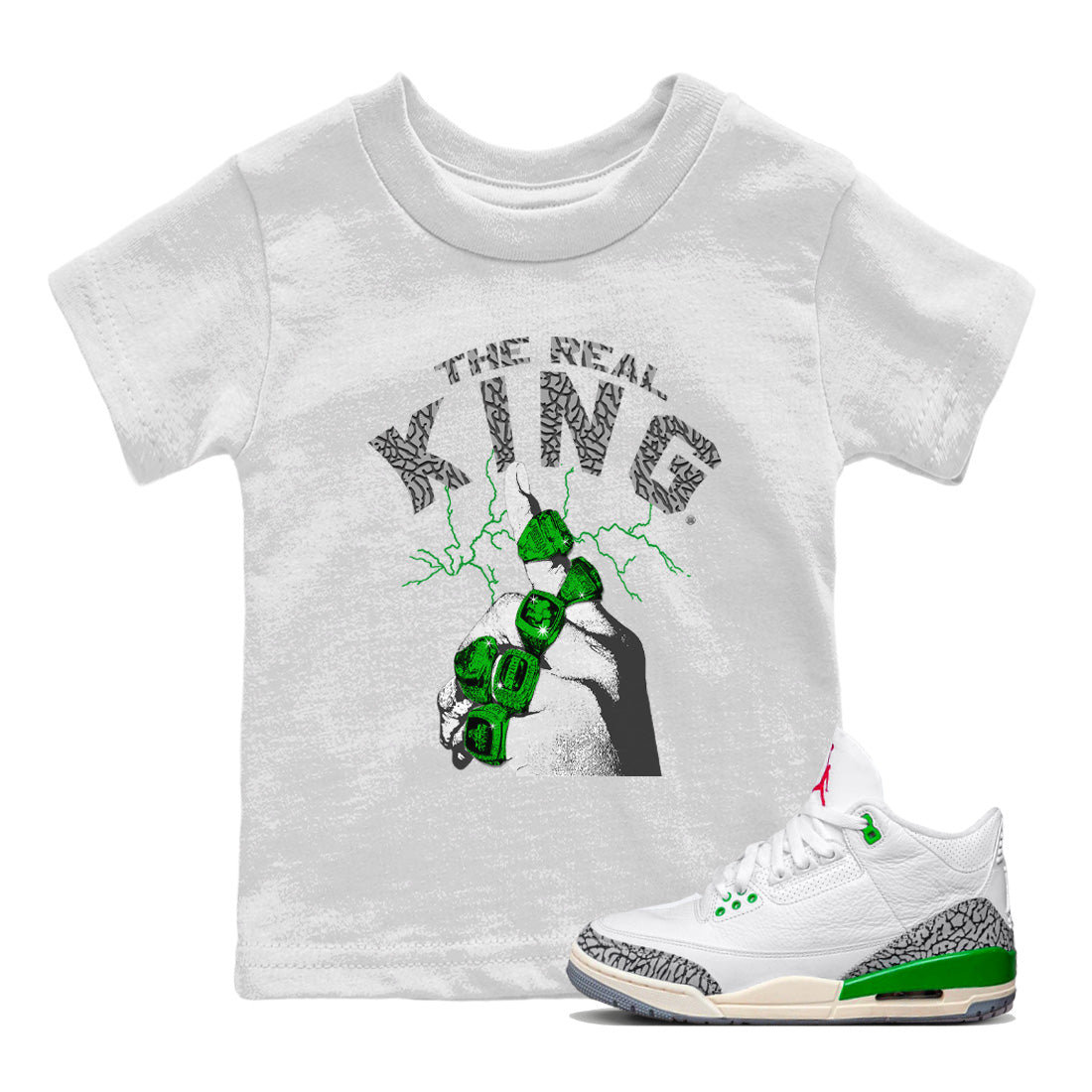 The Real King Kids Tops - Air Jordan 3 Lucky Green