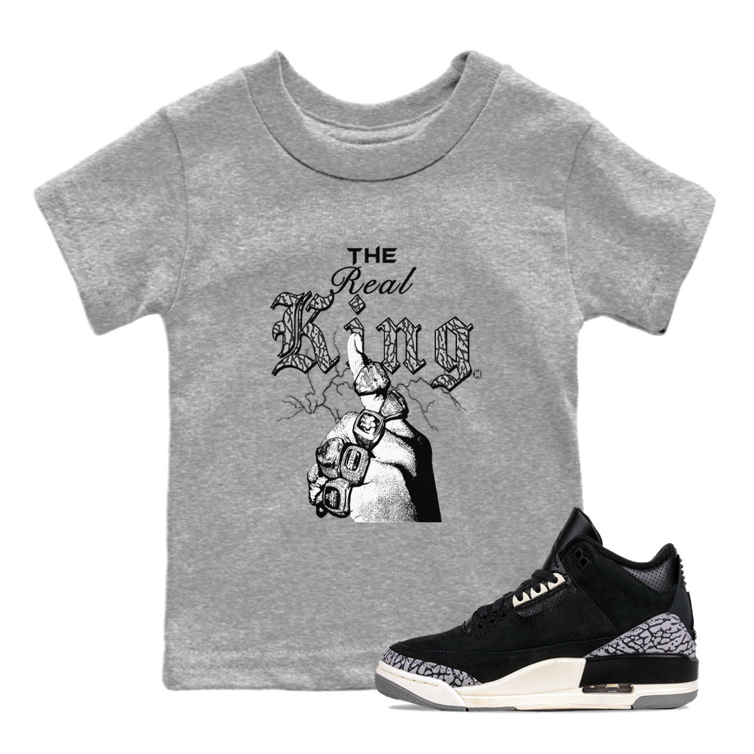 The Real King snkmatch Tee Kids - Air Jordan 3 Off Noir