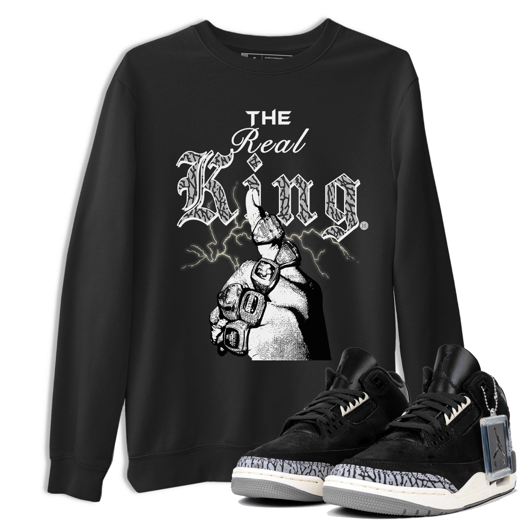 The Real King snkmatch Tee - Air Jordan 3 Off Noir