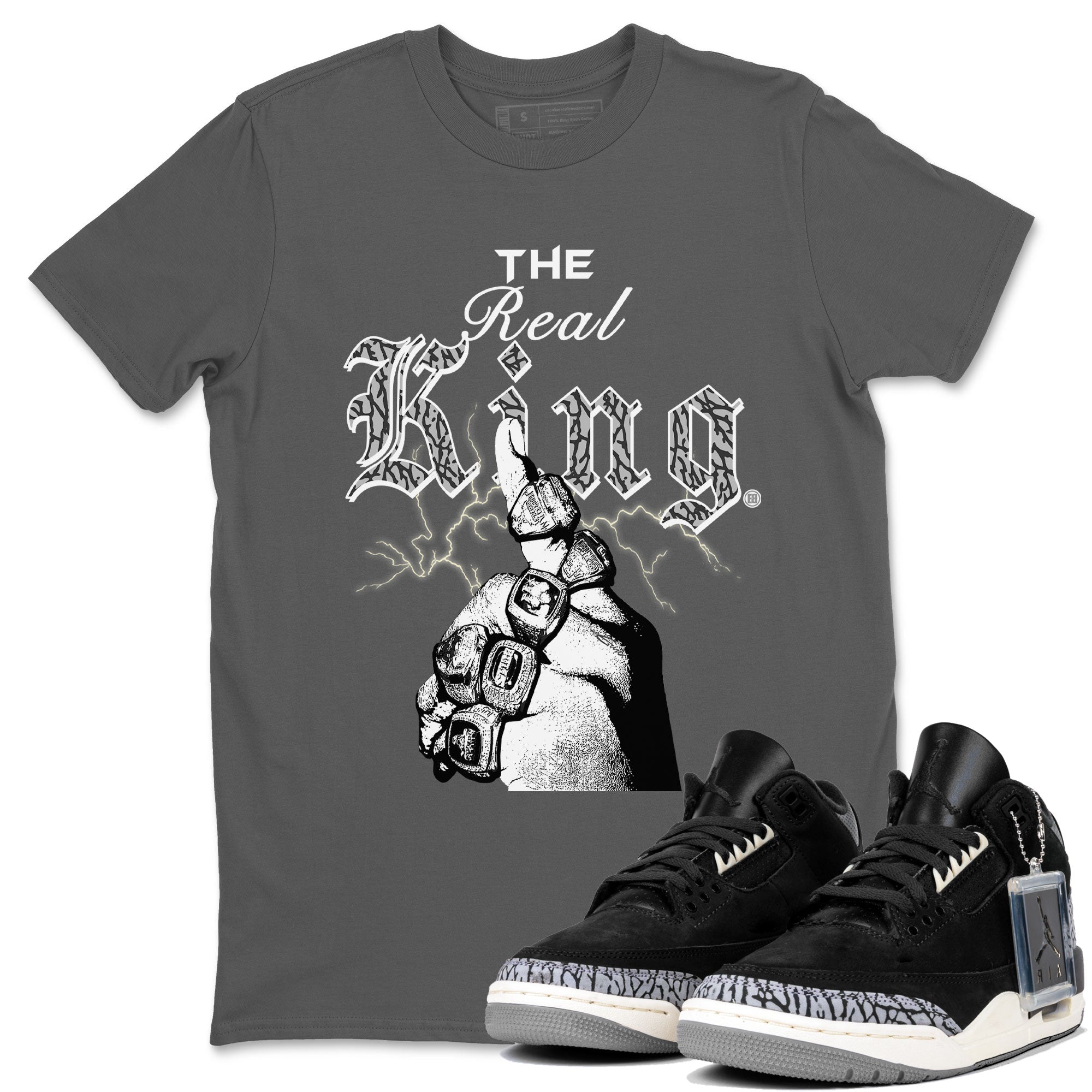 The Real King snkmatch Tee - Air Jordan 3 Off Noir