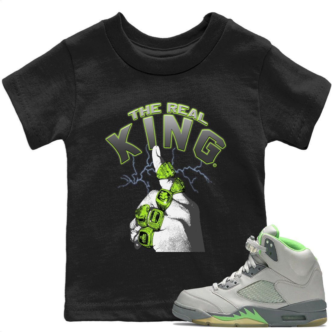 The Real King Kids Tops - Air Jordan 5 Green Bean