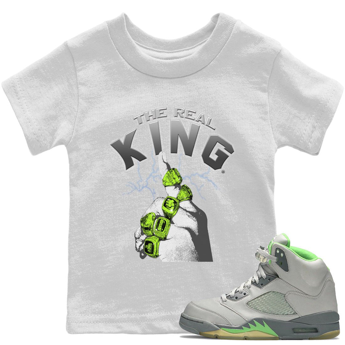 The Real King Kids Tops - Air Jordan 5 Green Bean