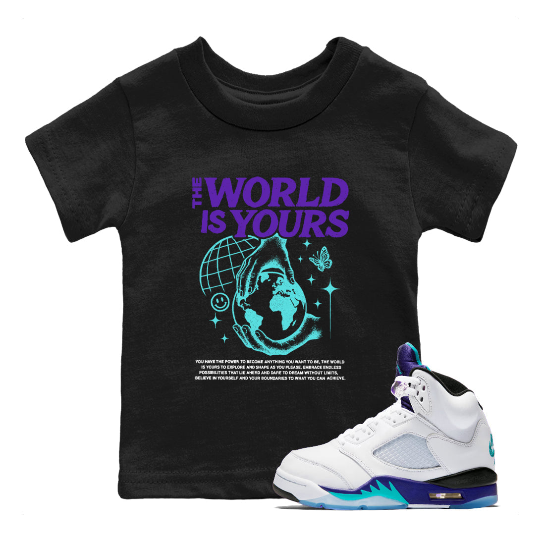 The World Is Yours snkmatch Tees Kids - Air Jordan 5 Grape