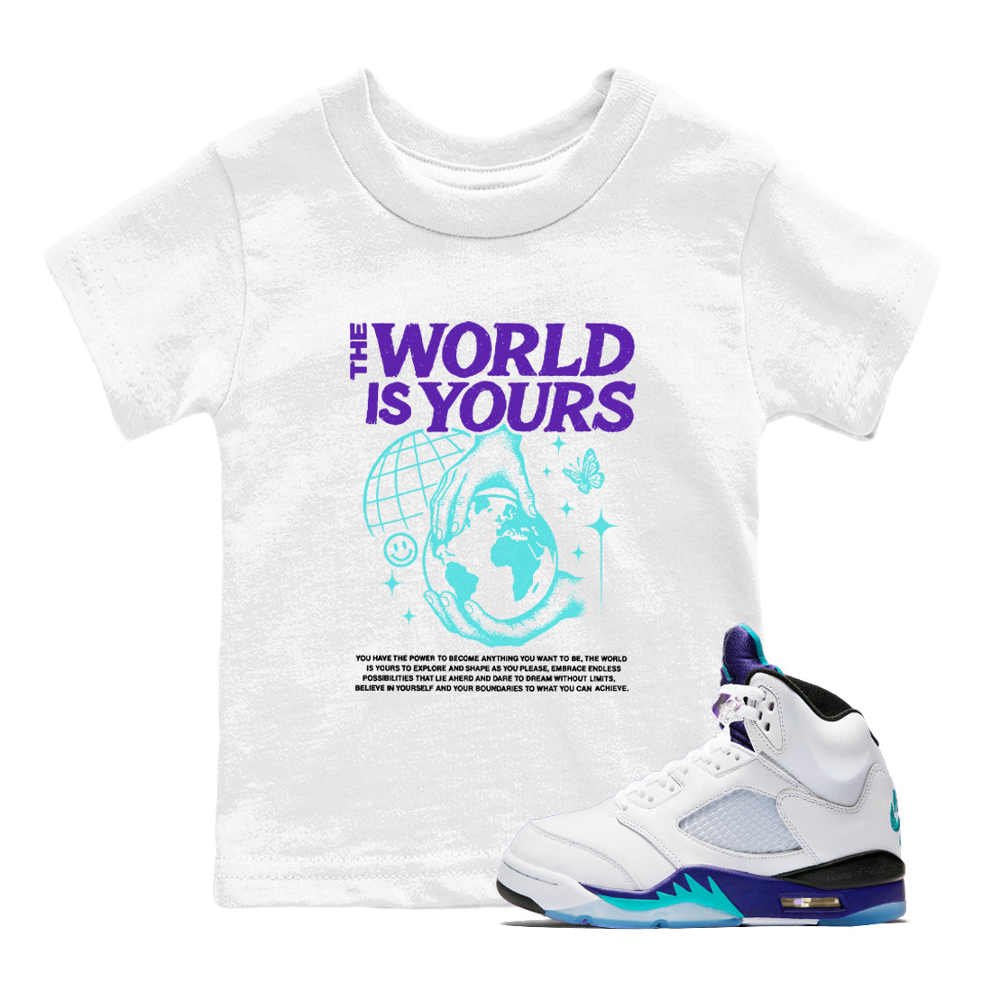 The World Is Yours snkmatch Tees Kids - Air Jordan 5 Grape