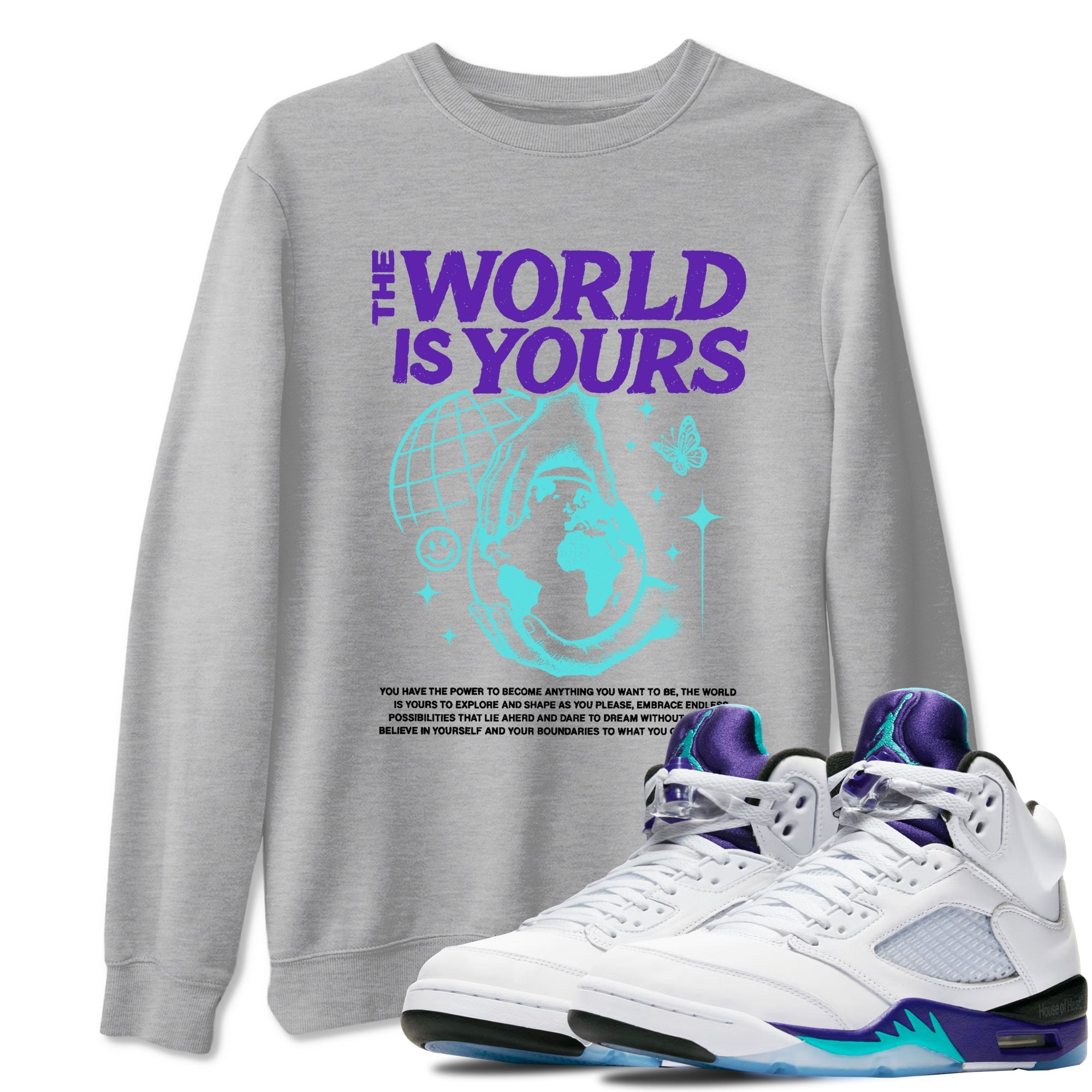 The World Is Yours snkmatch Tees - Air Jordan 5 Grape