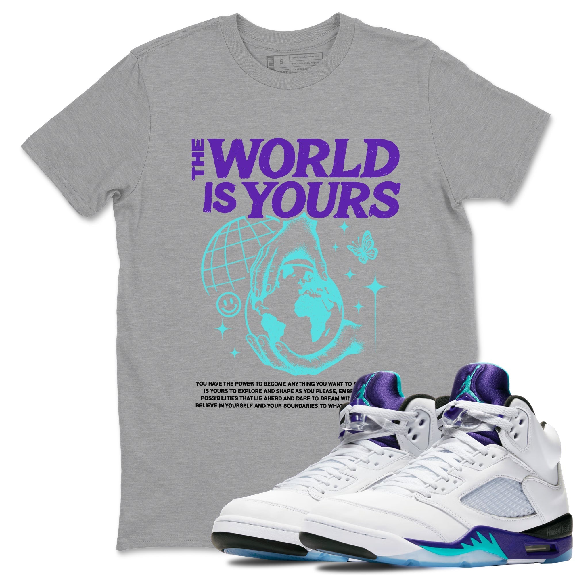 The World Is Yours snkmatch Tees - Air Jordan 5 Grape