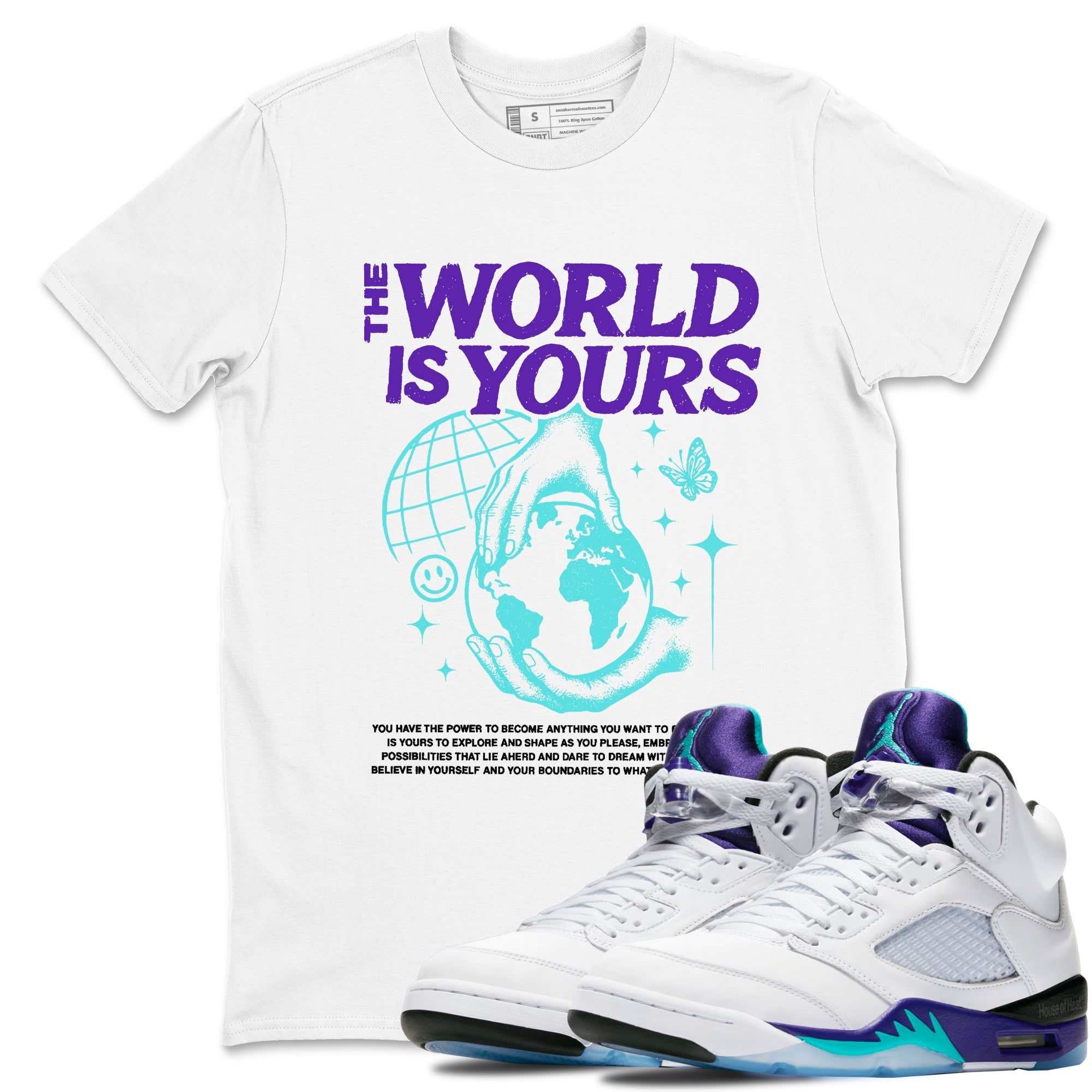 The World Is Yours snkmatch Tees - Air Jordan 5 Grape