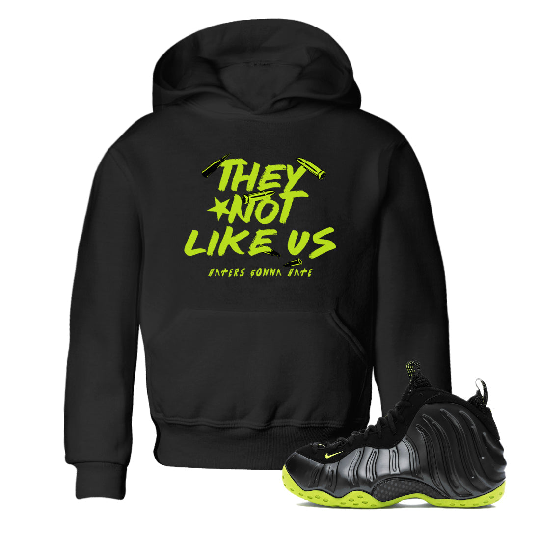 They Not Like Us snkmatch Tees Kids - Air Foamposite One Black Volt
