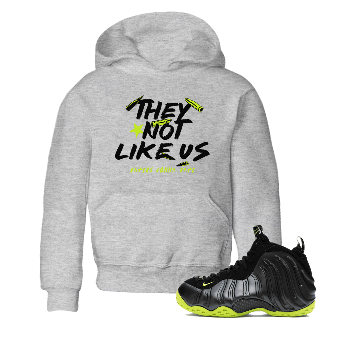 They Not Like Us snkmatch Tees Kids - Air Foamposite One Black Volt