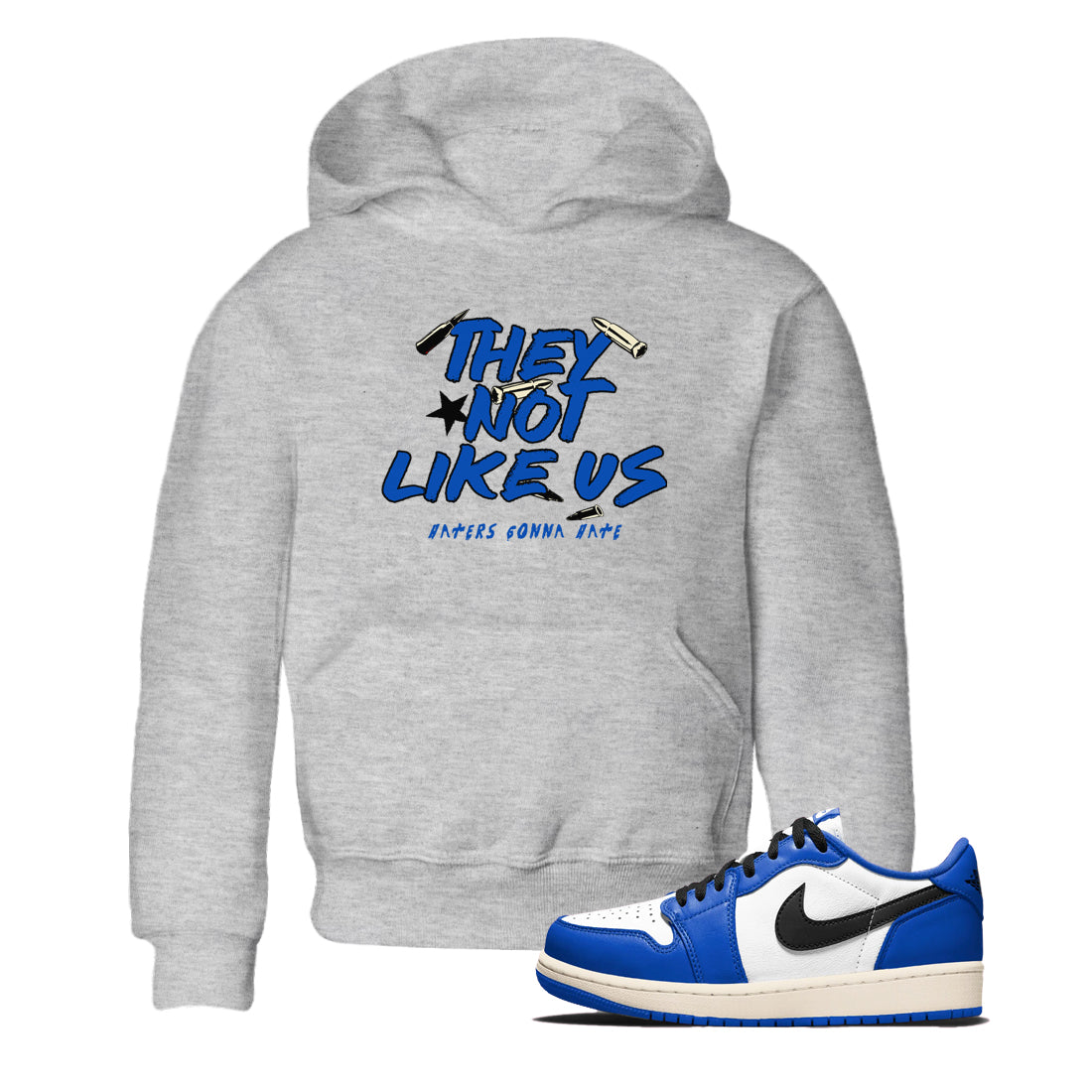 They Not Like Us snkmatch Tees Kids - Air Jordan 1 Game Royal