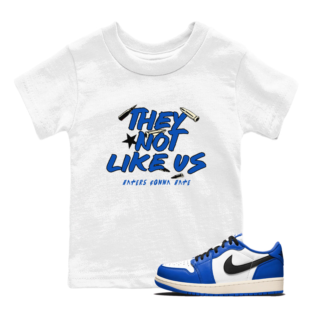 They Not Like Us snkmatch Tees Kids - Air Jordan 1 Game Royal