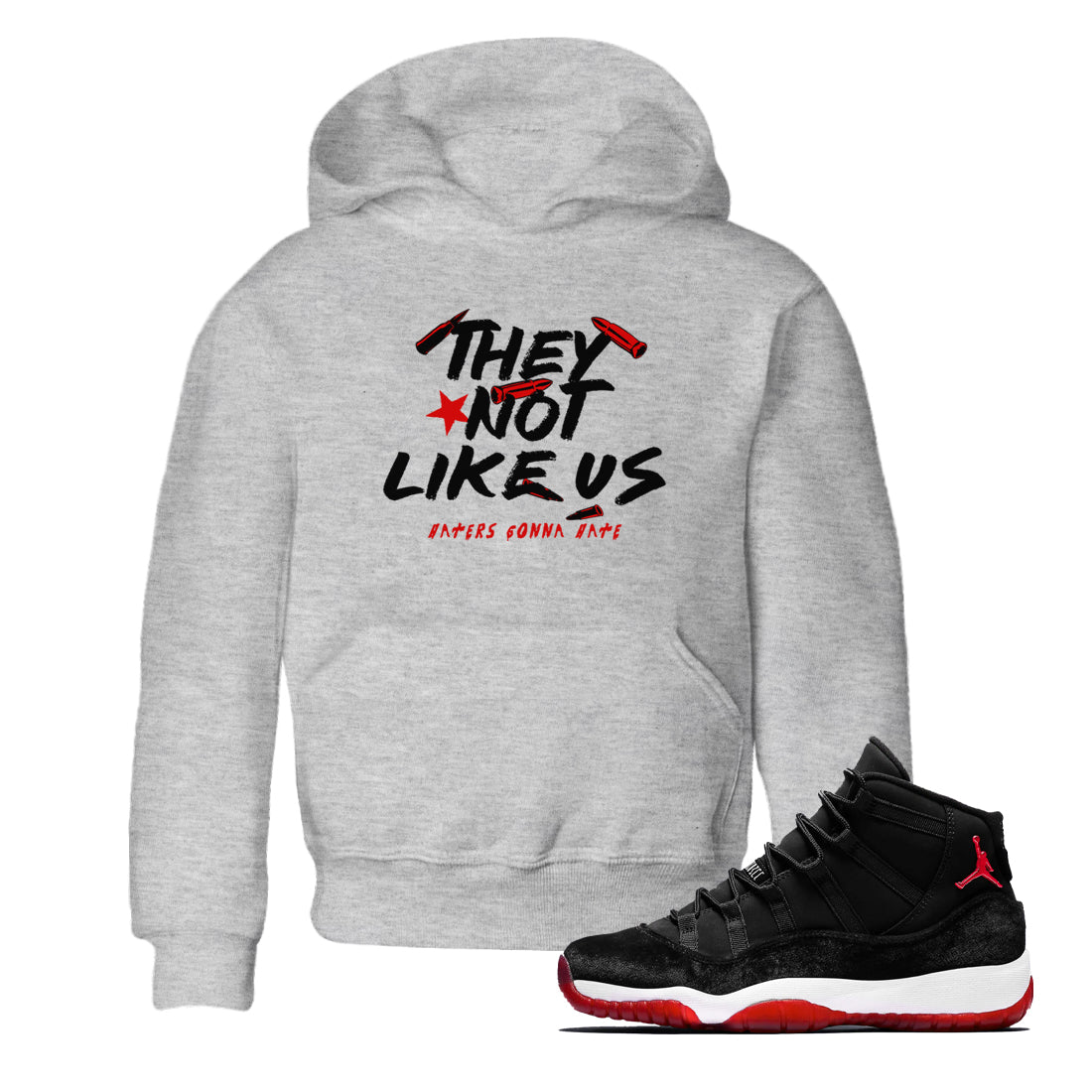 They Not Like Us snkmatch Tees Kids - Air Jordan 11 Bred Velvet
