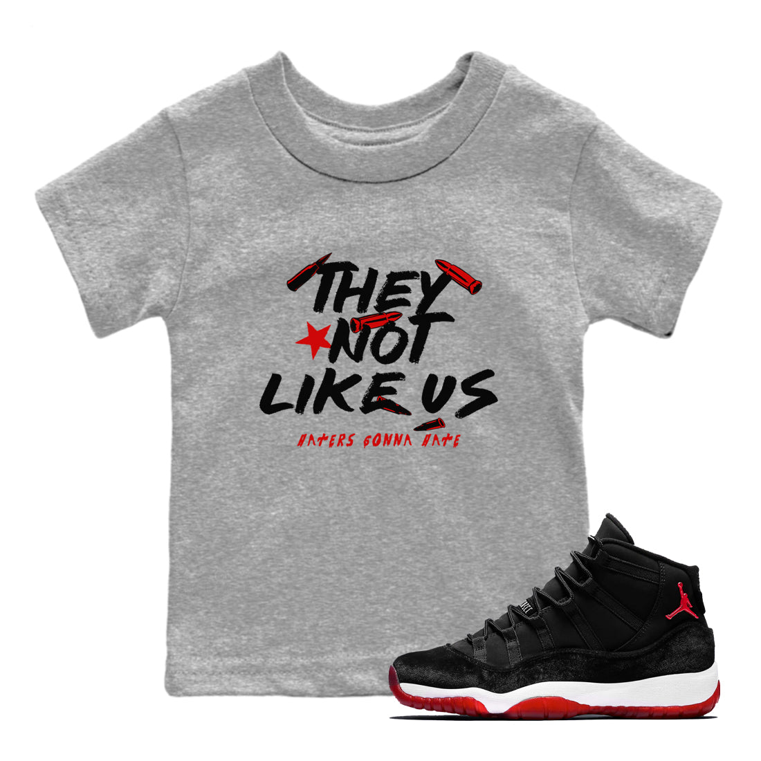 They Not Like Us snkmatch Tees Kids - Air Jordan 11 Bred Velvet
