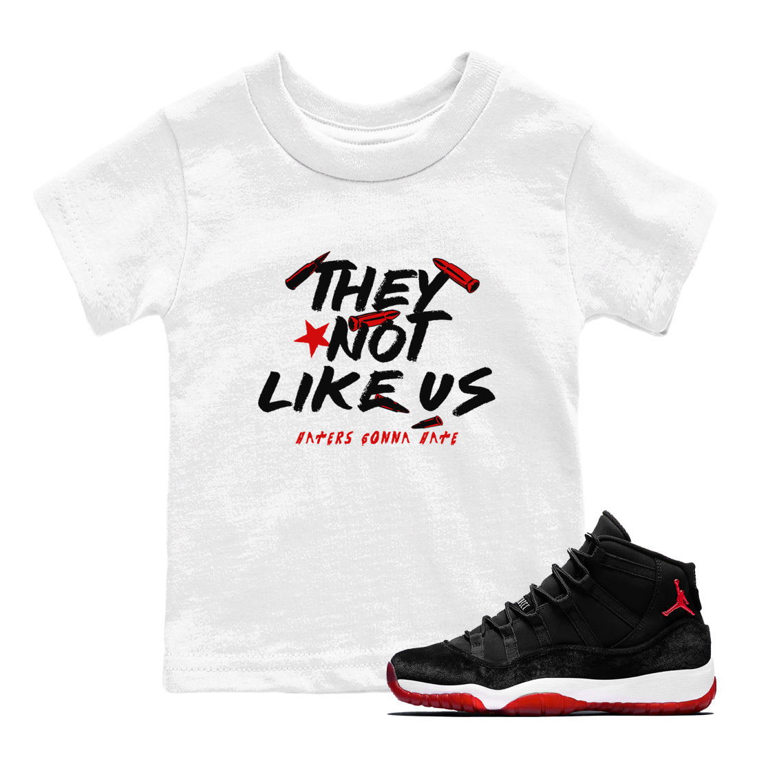 They Not Like Us snkmatch Tees Kids - Air Jordan 11 Bred Velvet