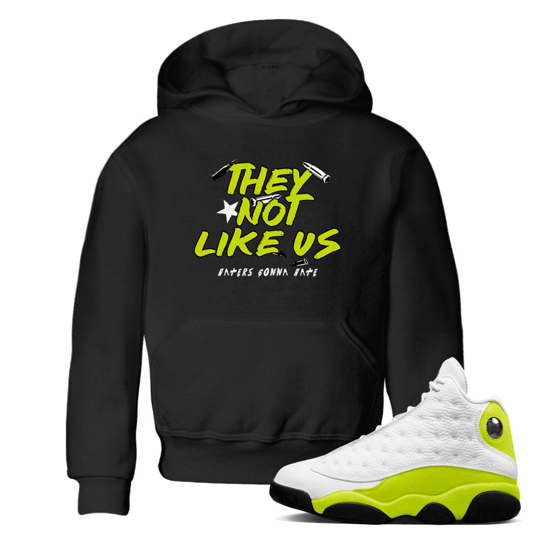 They Not Like Us snkmatch Tees Kids - Air Jordan 13 Bright Cactus