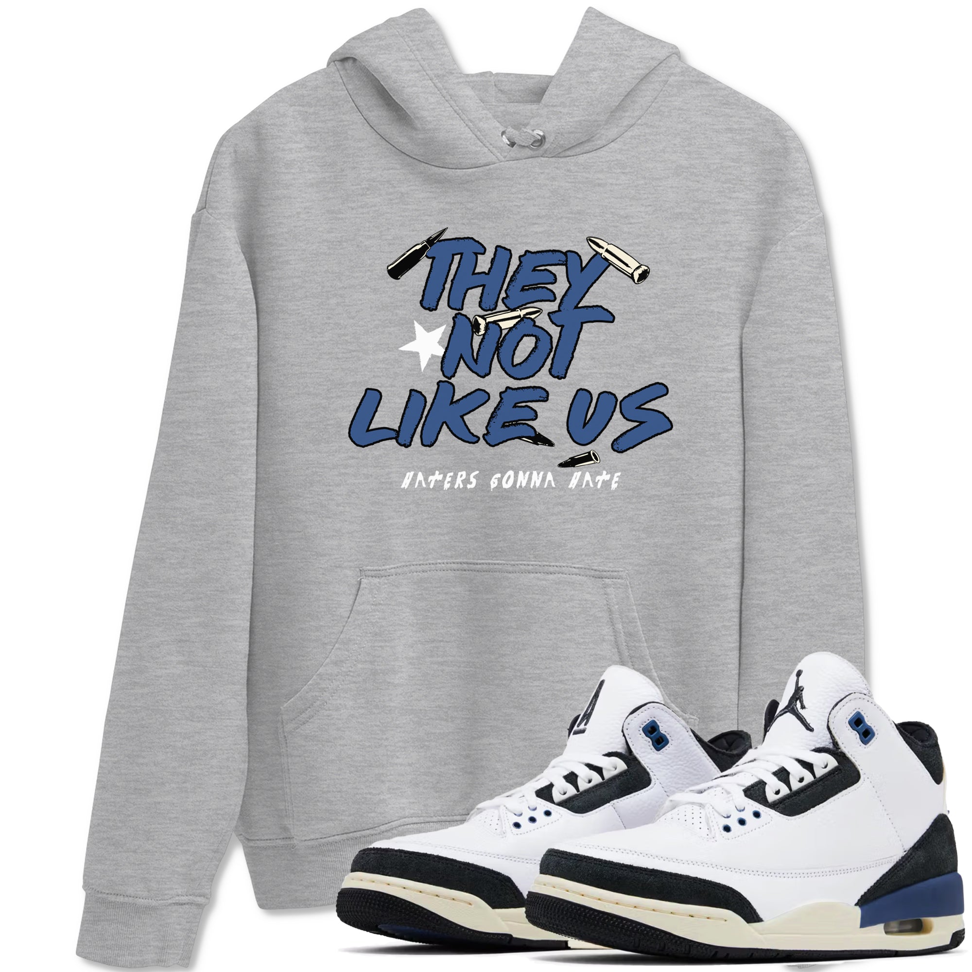 They Not Like Us snkmatch Tees - Air Jordan 3 A Ma Maniere x Diffused Blue