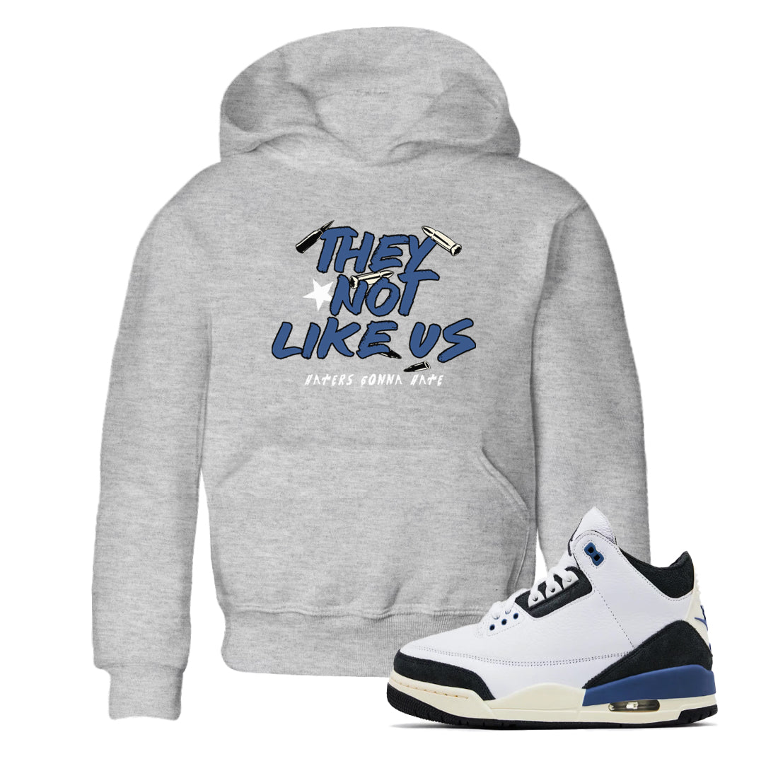 They Not Like Us snkmatch Tees Kids - Air Jordan 3 A Ma Maniere x Diffused Blue