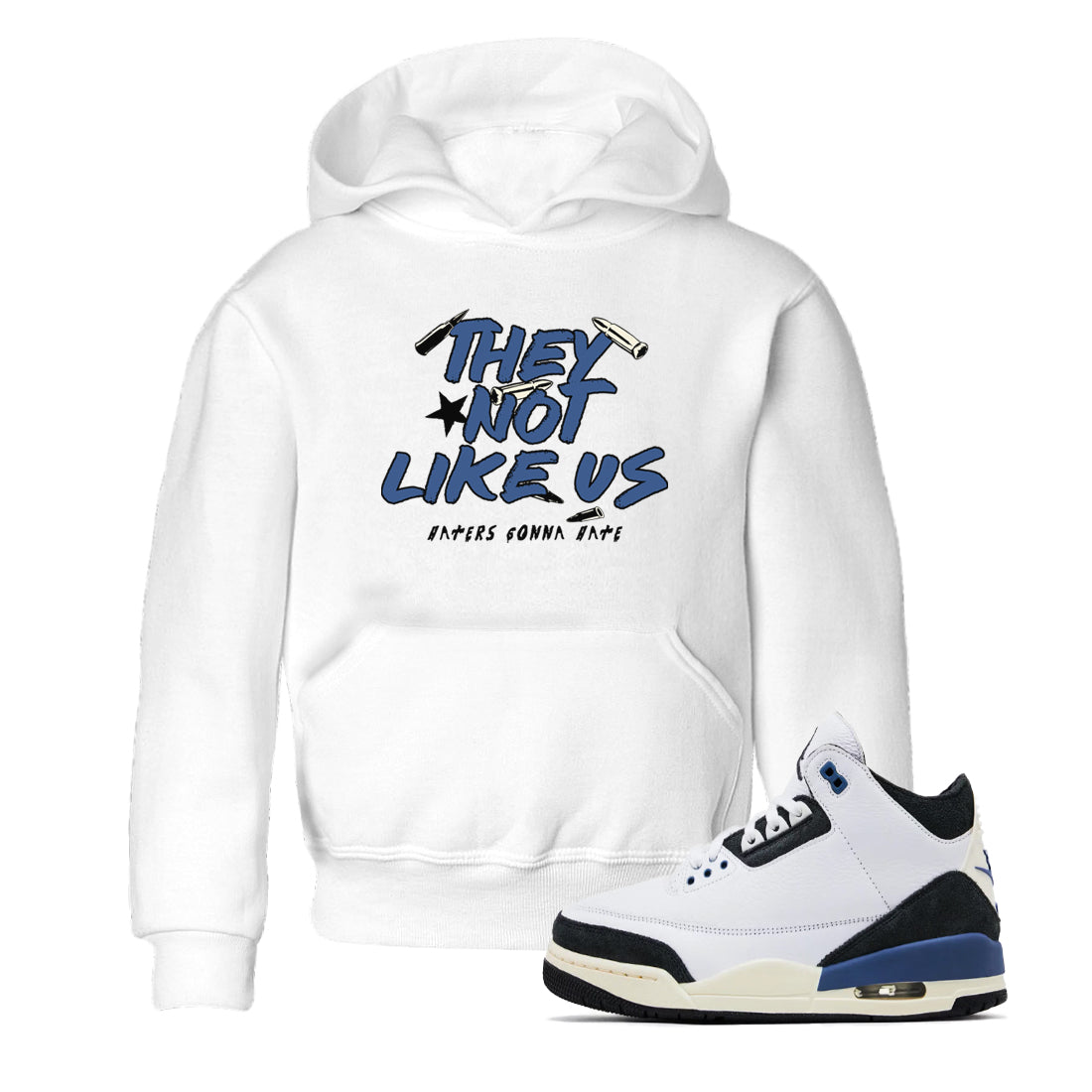 They Not Like Us snkmatch Tees Kids - Air Jordan 3 A Ma Maniere x Diffused Blue