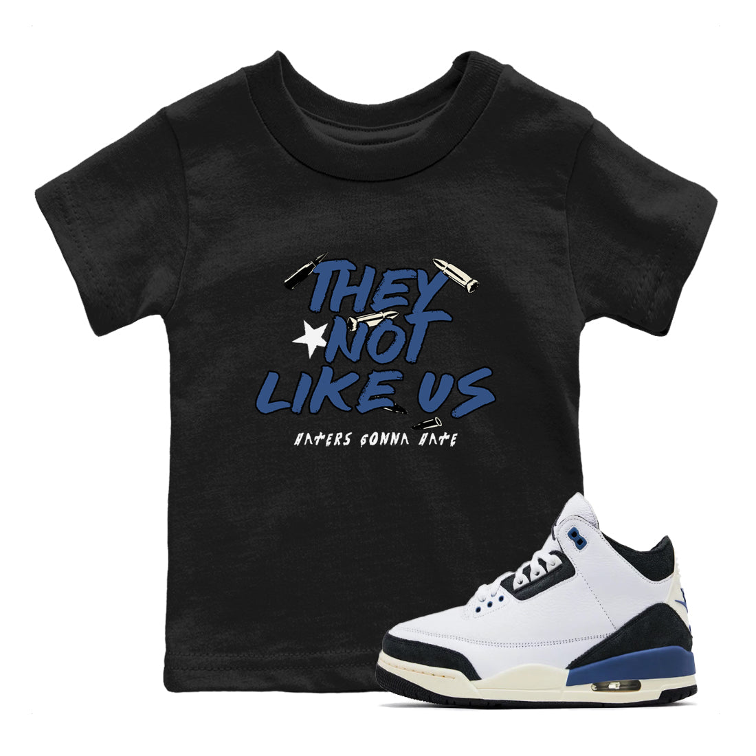 They Not Like Us snkmatch Tees Kids - Air Jordan 3 A Ma Maniere x Diffused Blue