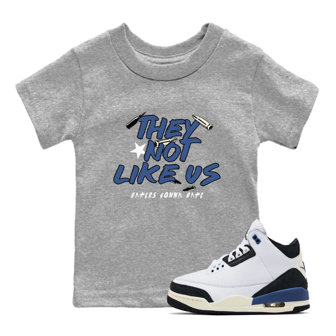 They Not Like Us snkmatch Tees Kids - Air Jordan 3 A Ma Maniere x Diffused Blue