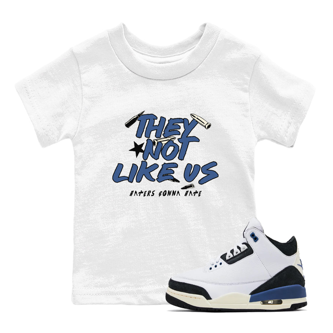 They Not Like Us snkmatch Tees Kids - Air Jordan 3 A Ma Maniere x Diffused Blue