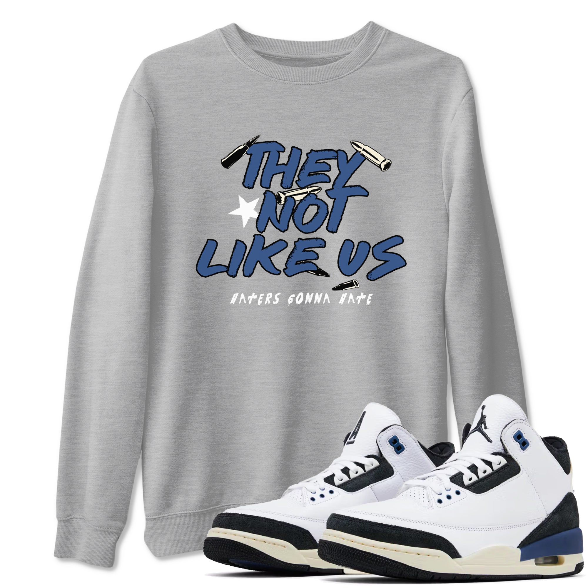 They Not Like Us snkmatch Tees - Air Jordan 3 A Ma Maniere x Diffused Blue