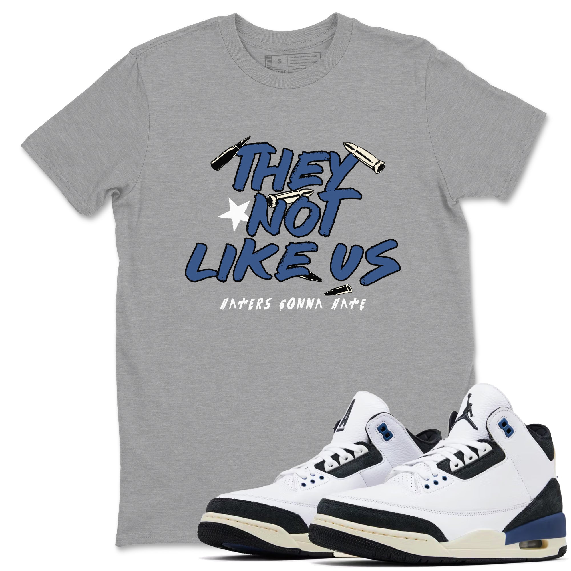 They Not Like Us snkmatch Tees - Air Jordan 3 A Ma Maniere x Diffused Blue