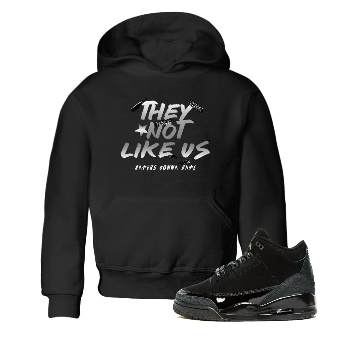 They Not Like Us snkmatch Tees Kids - Air Jordan 3 Black Cat