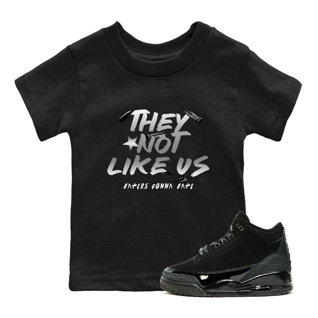 They Not Like Us snkmatch Tees Kids - Air Jordan 3 Black Cat