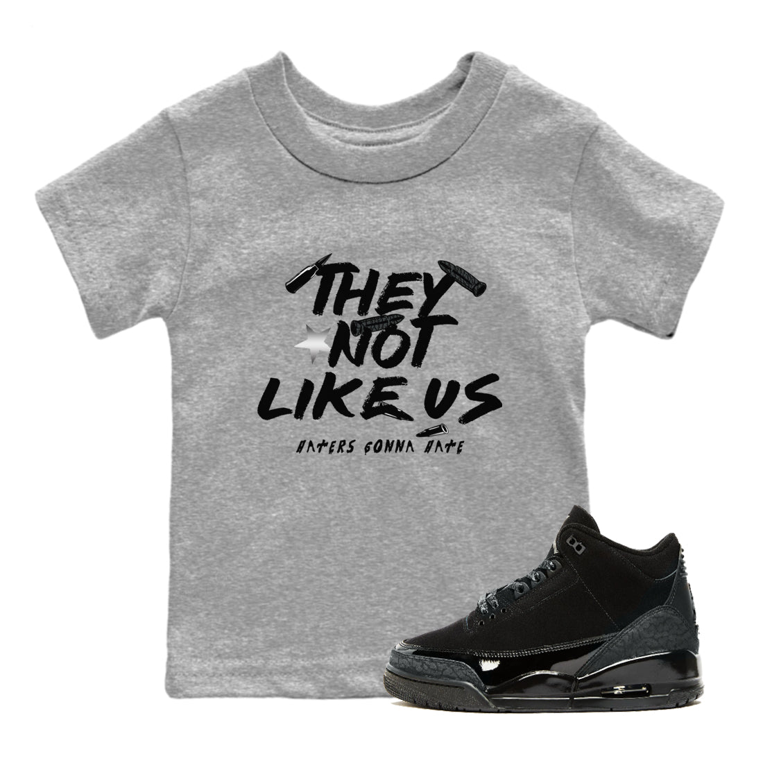 They Not Like Us snkmatch Tees Kids - Air Jordan 3 Black Cat