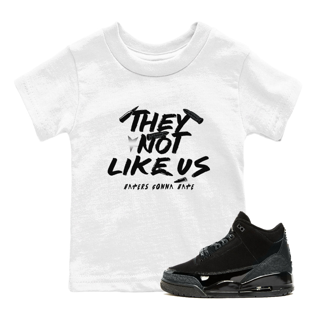 They Not Like Us snkmatch Tees Kids - Air Jordan 3 Black Cat