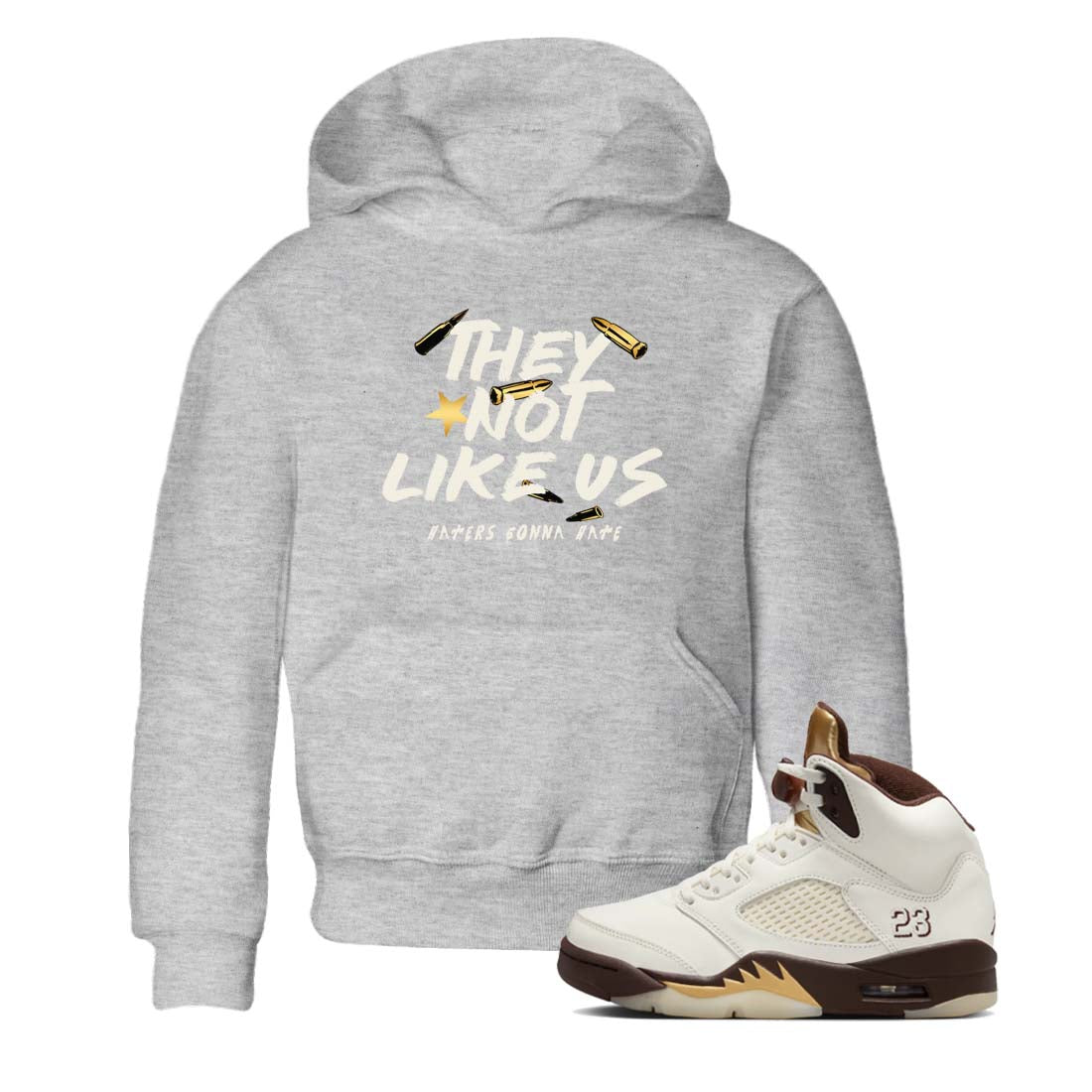 They Not Like Us snkmatch Tees Kids - Air Jordan 5 Golden Ticket