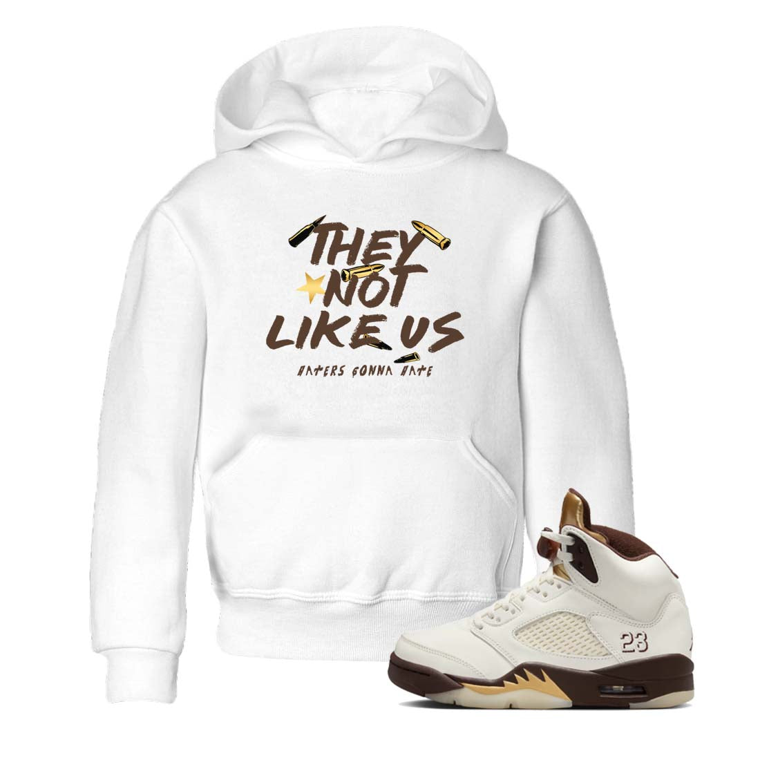 They Not Like Us snkmatch Tees Kids - Air Jordan 5 Golden Ticket